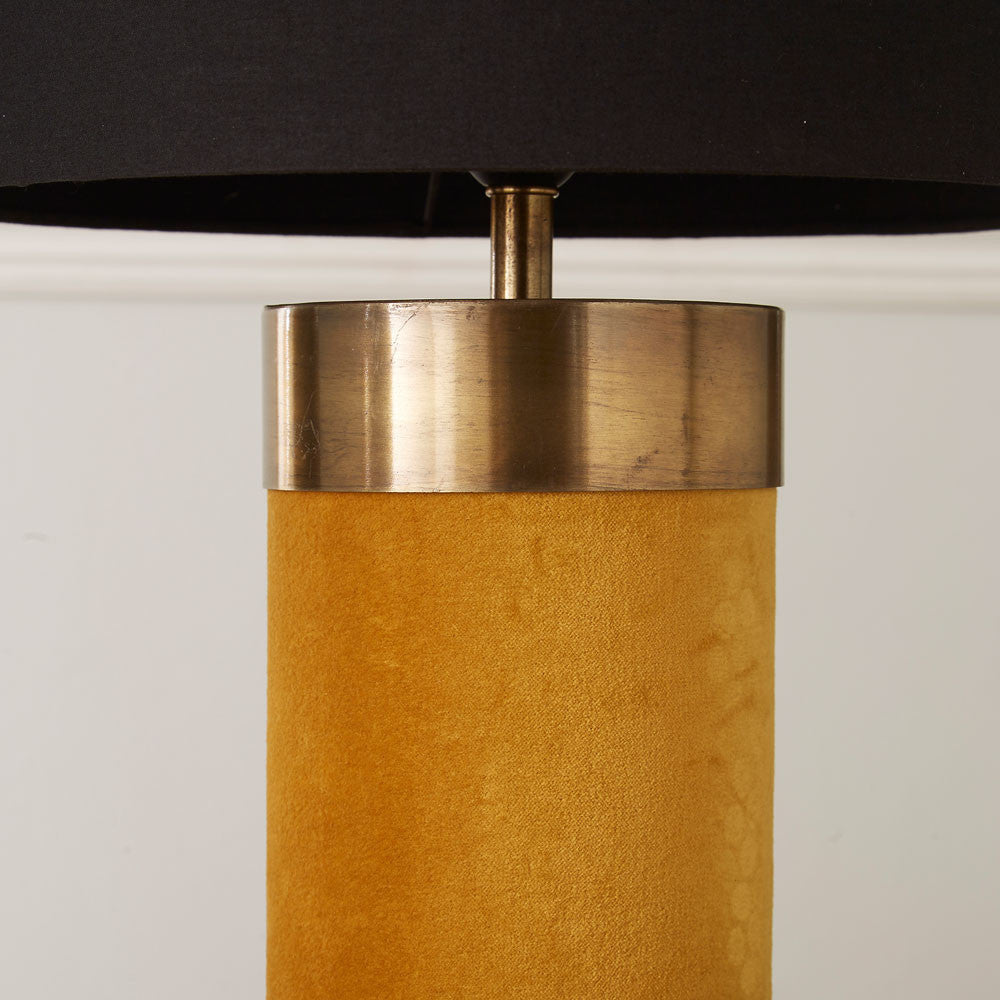 Dempsey Mustard Velvet & Antique Gold Metal Table Lamp - Base Only